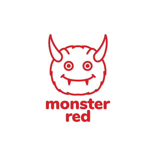 Rood schattig monster met hoornlogo-ontwerp