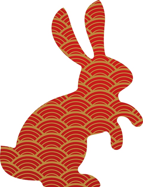 Rood silhouet van schattige konijnenpictogram dierenriemdieren