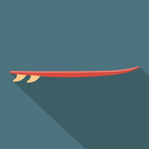 Vector rood surfplankpictogram met lange schaduw