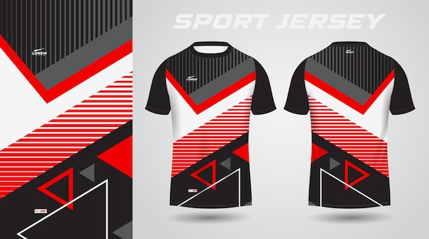 Rood zwart t-shirt sport jersey ontwerp