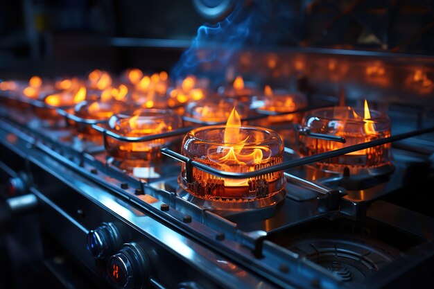 Vector roodgloeiende kolen in een oven