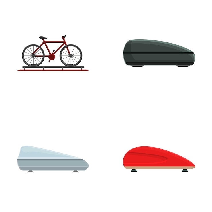 वेक्टर roof box icons set cartoon vector car roof plastic box