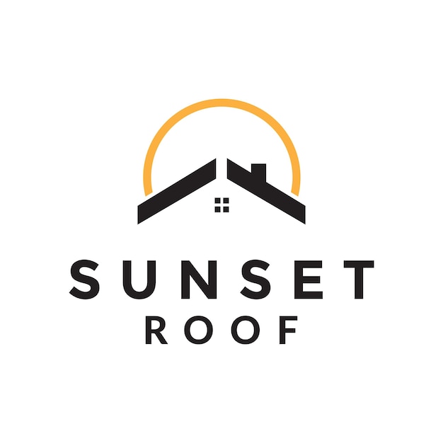 Roof home with circle sunset logo design vector graphic symbol icon illustration creative idea