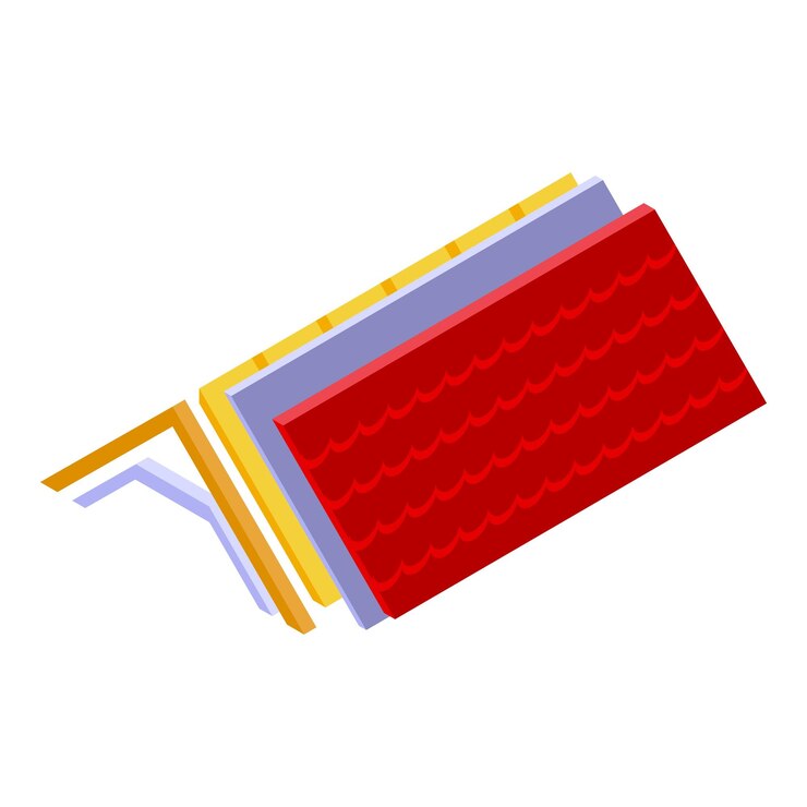 Vector roof layers showing construction material for home building