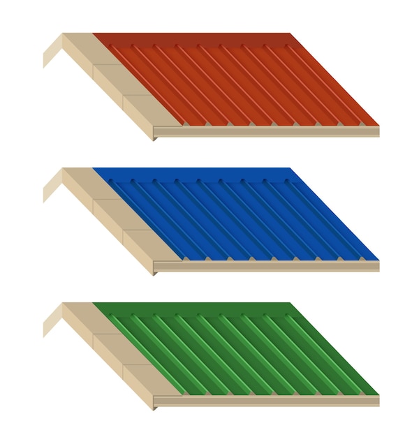 Vettore tetto con copertura in lamiera ondulata capannone industriale. disegno di illustrazione vettoriale.