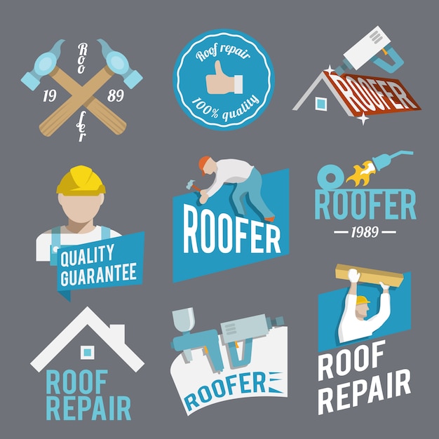 Roofer label set