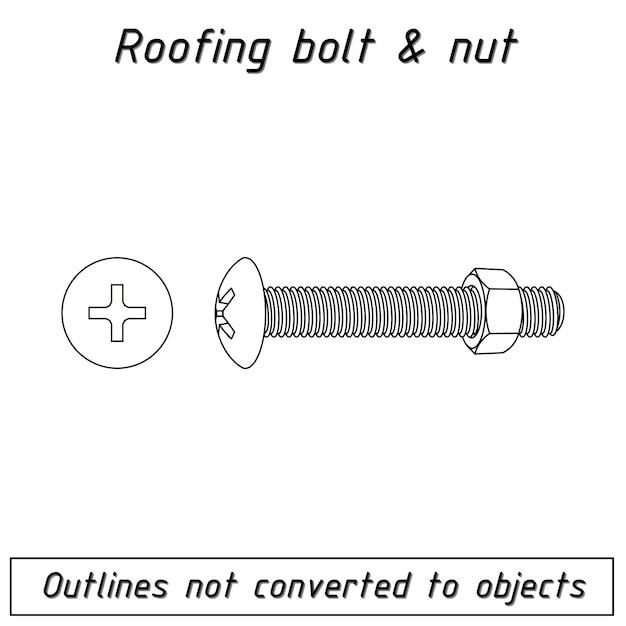 Roofing bolt and nut outline blueprint