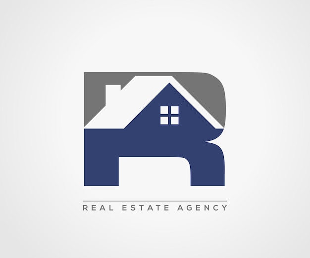 Roofing logo R letter real estate logo vector design template