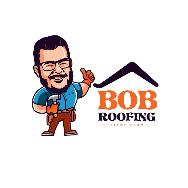 Roofing mascot character logo