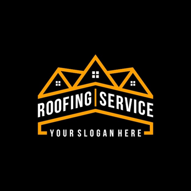 Vector roofing service logo design template