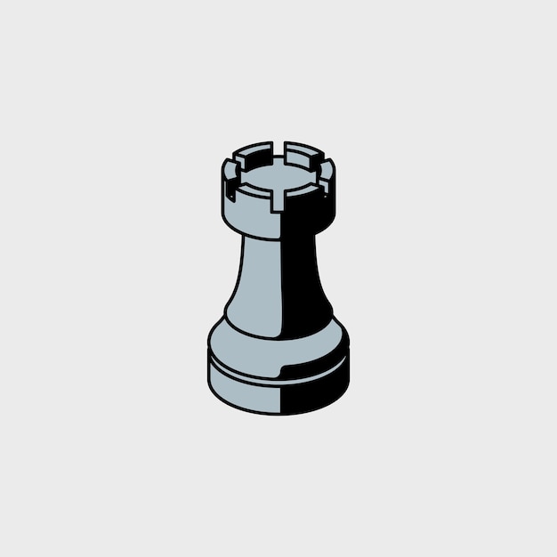 Rook black isometric vector illustration