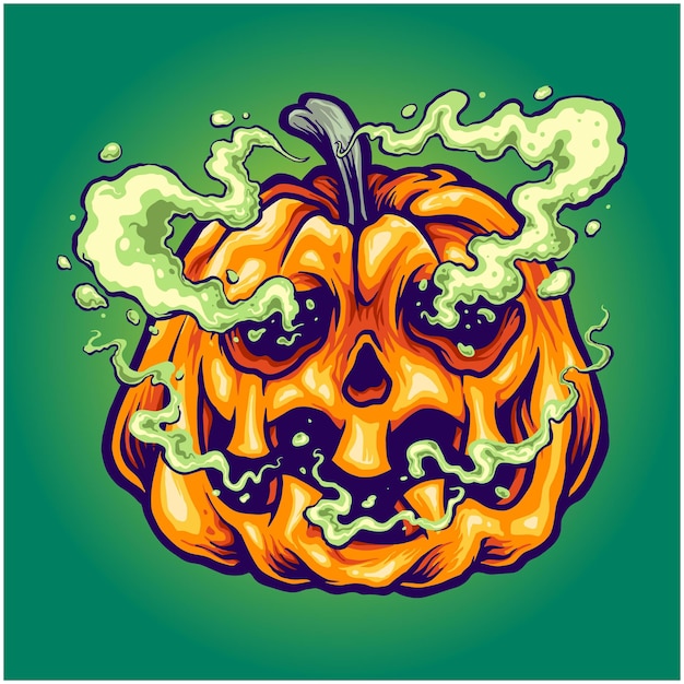 Rookbom pompoen halloween illustratie