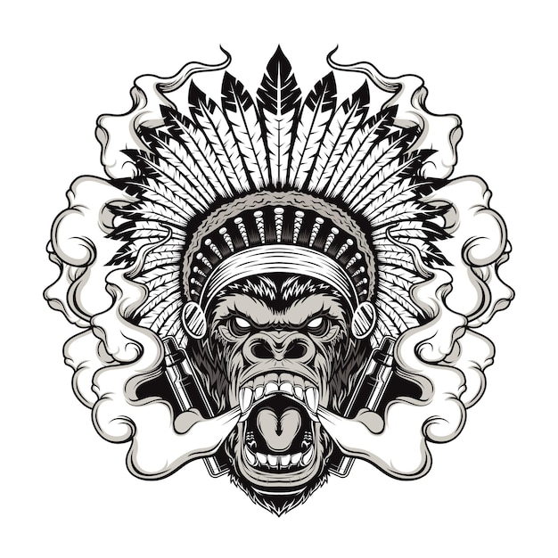 Rookende Gorilla Hoofd