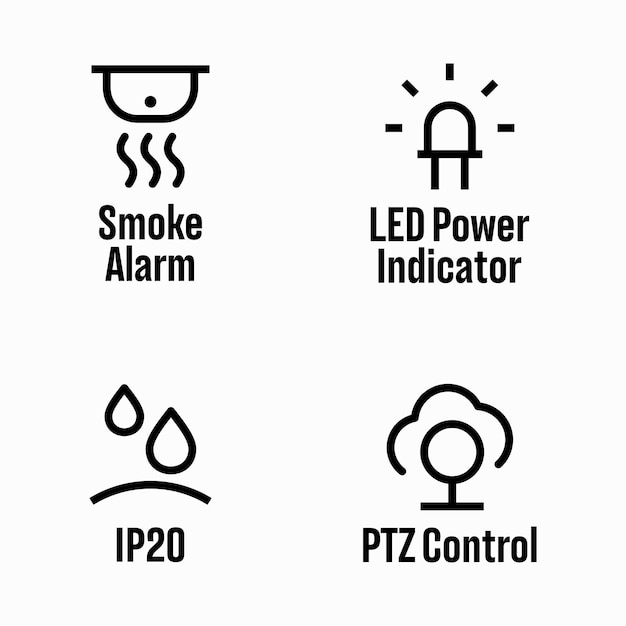 Rookmelder, LED-voedingsindicatie, IP20-eigenschap, PTZ-besturing vectorinformatieborden