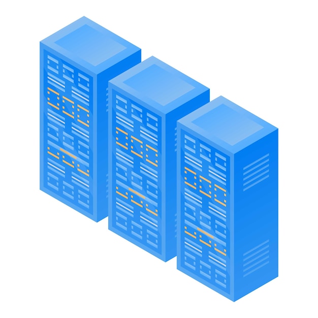 Room blue server icon Isometric of room blue server vector icon for web design isolated on white background
