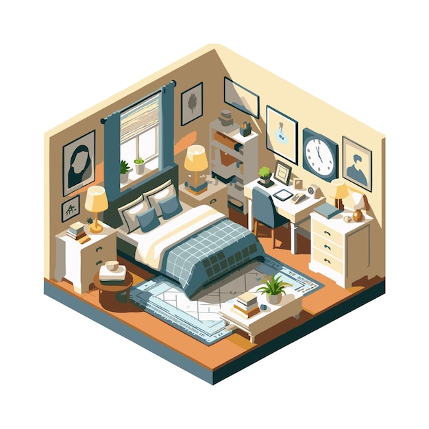 room flat vector design in isometric style