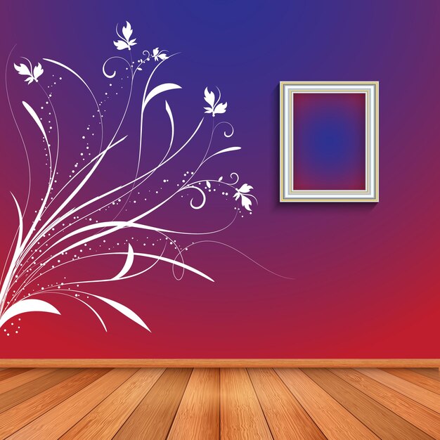 Premium Vector Room interior with decorative floral wall decal