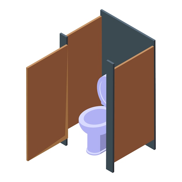 Vector room toilet icon isometric vector public interior door floor