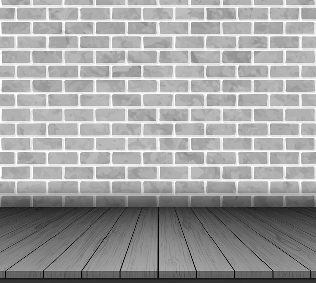 Vector room with brick wall and wooden floor vector illustration