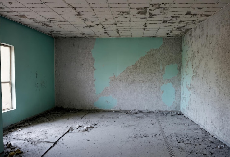 Vector a room with a green wall and a blue and white wall with a green and white paint