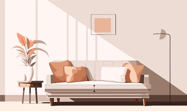 Vector room with sofa vector illustration