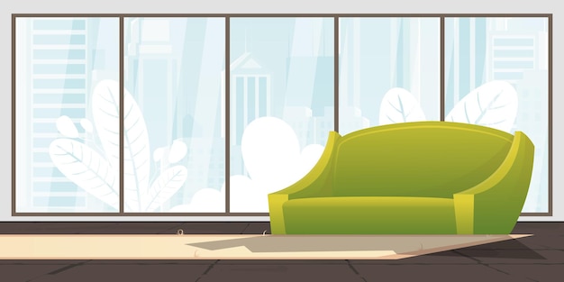 Vector a room with upholstered furniture and a large panoramic window vector illustration