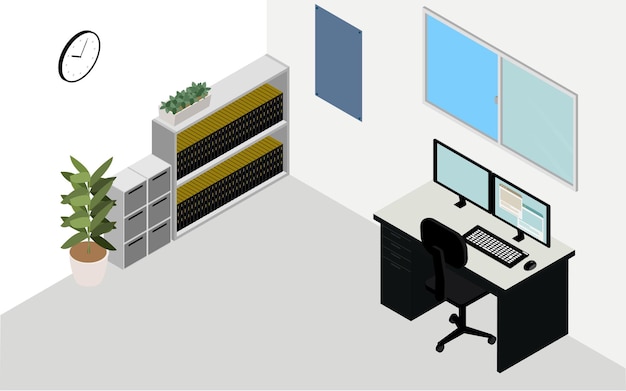 Room with windows open for ventilation isometric