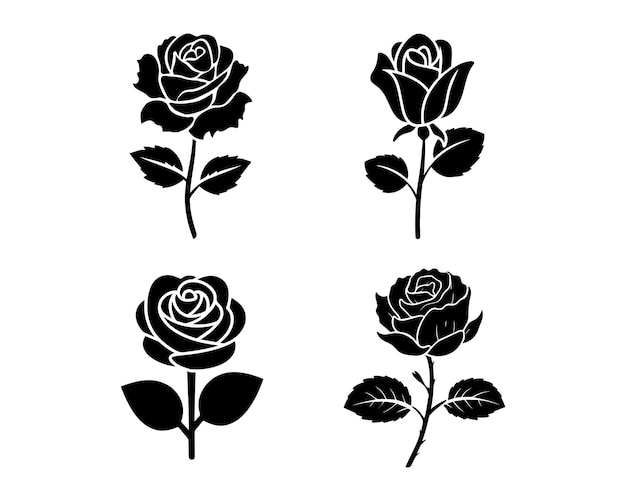 Vector roos bloem silhouet vector icoon grafisch logo ontwerp