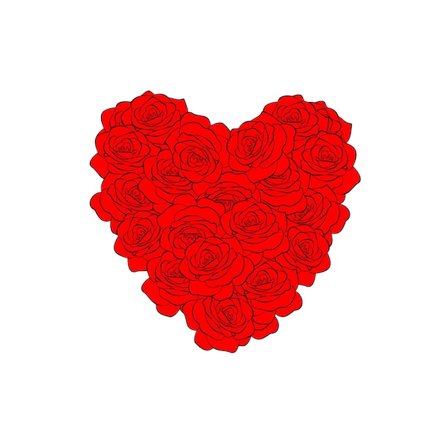 Roosbloem in de vorm van een hart Liefdessymbool Valentijnsdag viering poster of kaart
