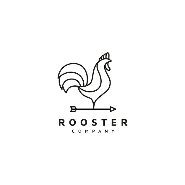 Rooster and arrow icon with line art style vector illustration
