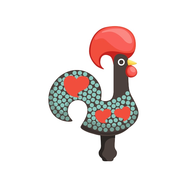 Vector rooster of barcelos painted souvenir portuguese famous symbol