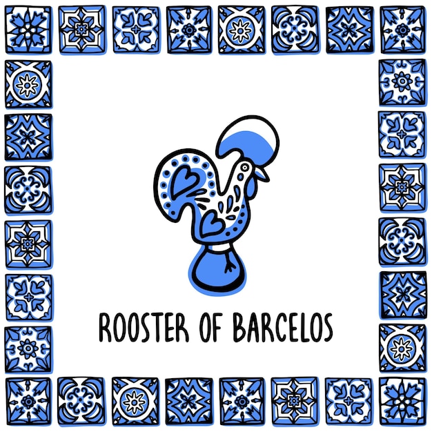 Vector rooster of barcelos a symbol of portugal