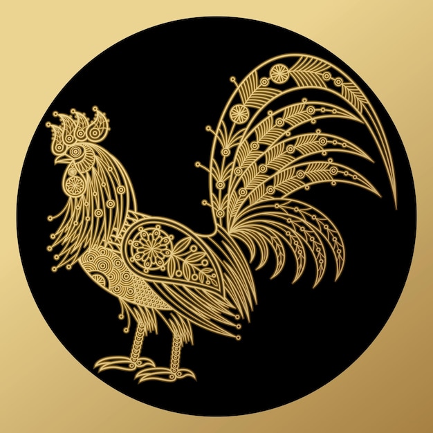 Vector rooster bird symbol of the new year on the chinese calendar oriental zodiac sign