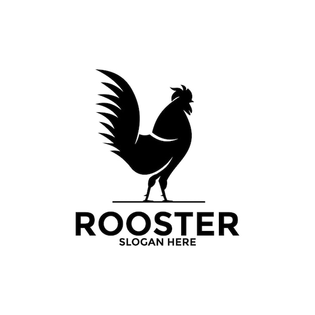 Rooster on Black color logo design Rooster logo vector template