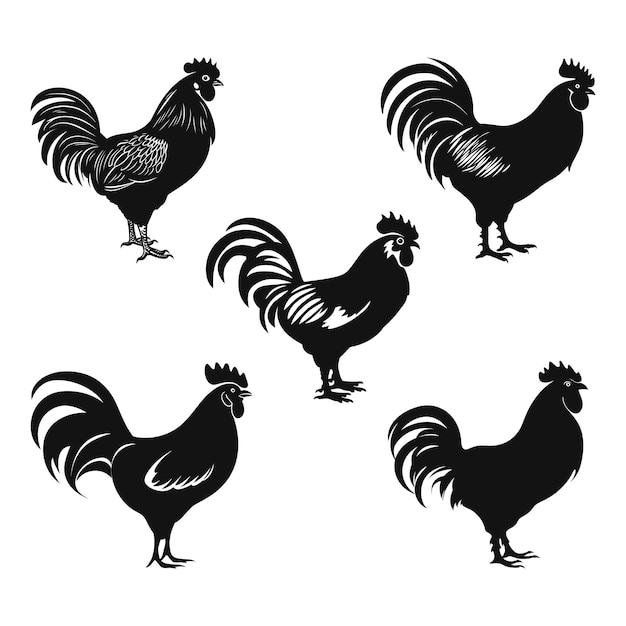 Rooster Black Color Vector Illustration | Premium AI-generated vector