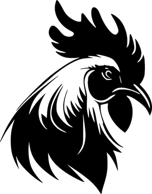 Rooster Black and White Isolated Icon Vector illustration