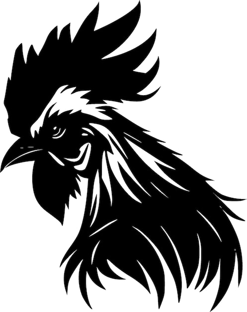 Rooster Black and White Vector illustration