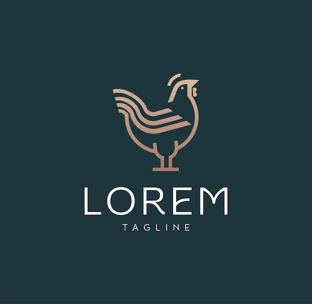 rooster chicken hen farm logo icon design template premium vector