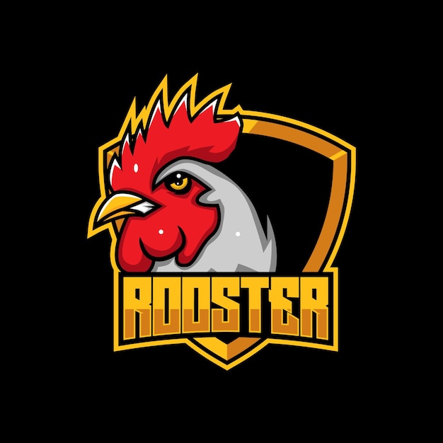 Vector rooster chicken mascot logo and esports  mascot angry rooster logo template vector