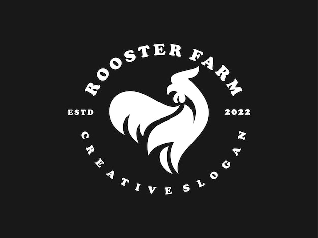 Vector rooster chicken poultry silhouette simple vector logo illustration