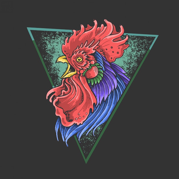 Vector rooster colorful