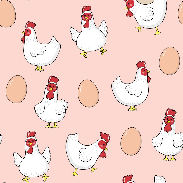 Rooster and egg seamless pattern