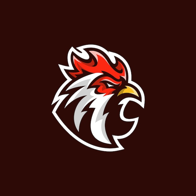 Rooster esport illustration chicken head mascot sport gaming team vector logo