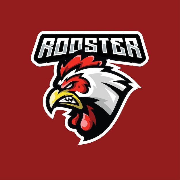 Rooster esport illustration chicken head mascot sport gaming team vector logo