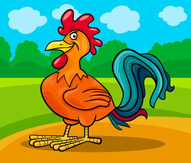 rooster farm animal cartoon illustration