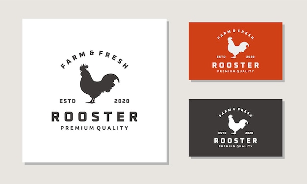 Ispirazione per il design del logo vintage della carne di pollo della fattoria del gallo