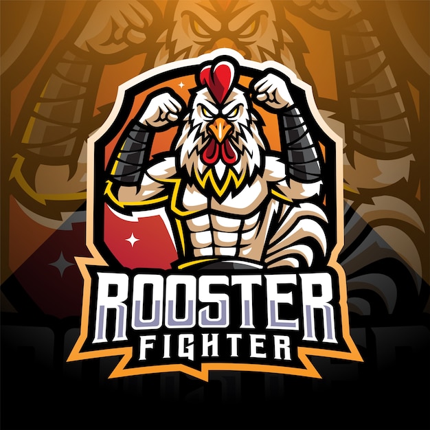 Rooster fighter esport mascot logo design