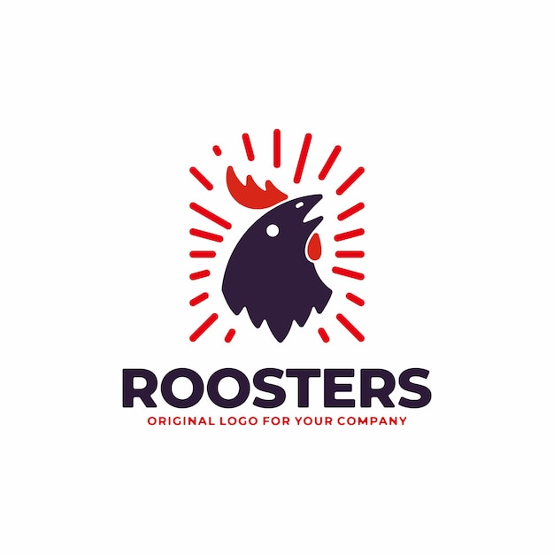 Vector rooster head logo design template.