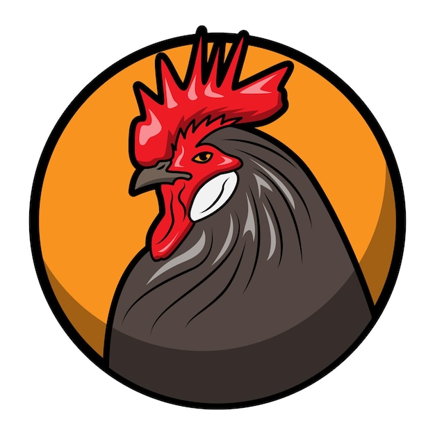 Rooster head vector logo with circle