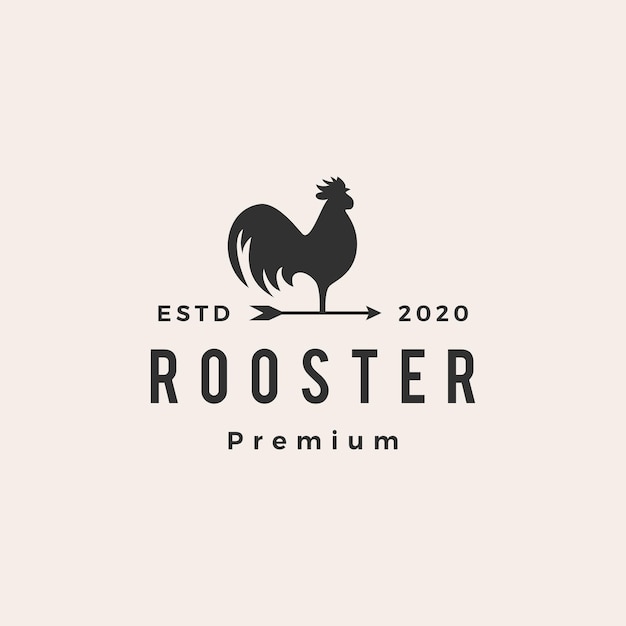 Vector rooster hipster vintage logo